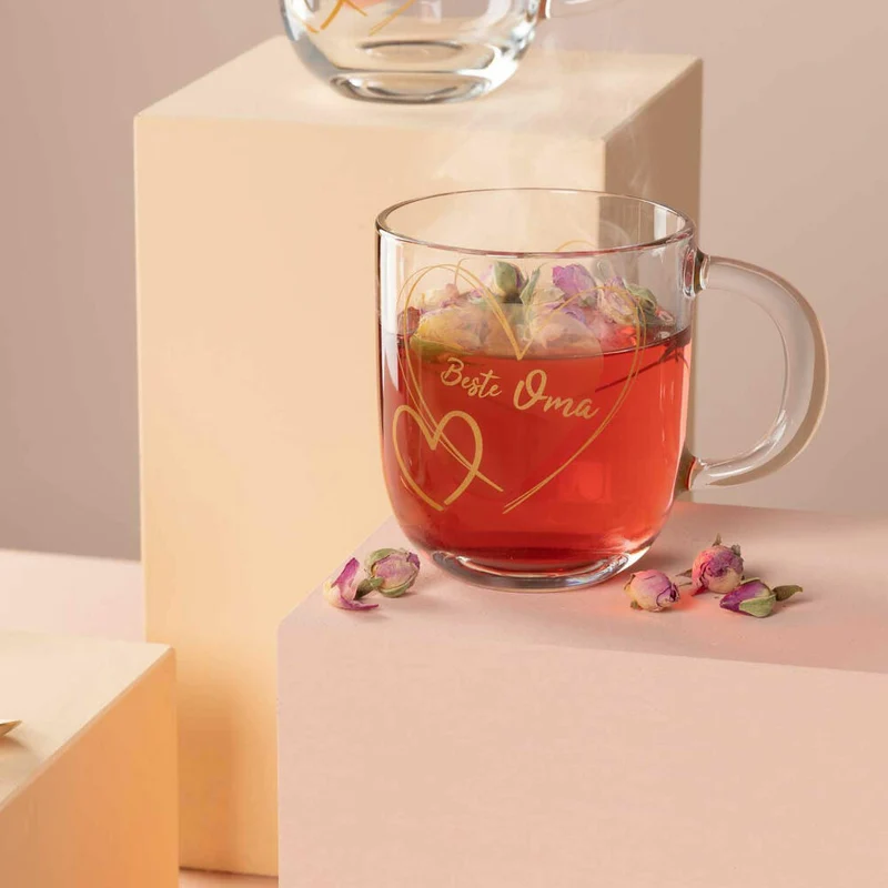 Leonardo Tasse Emozione Beste Oma, Henkelbecher, Kalk-Natron-Glas, Gelb, 400 ml, 033226
