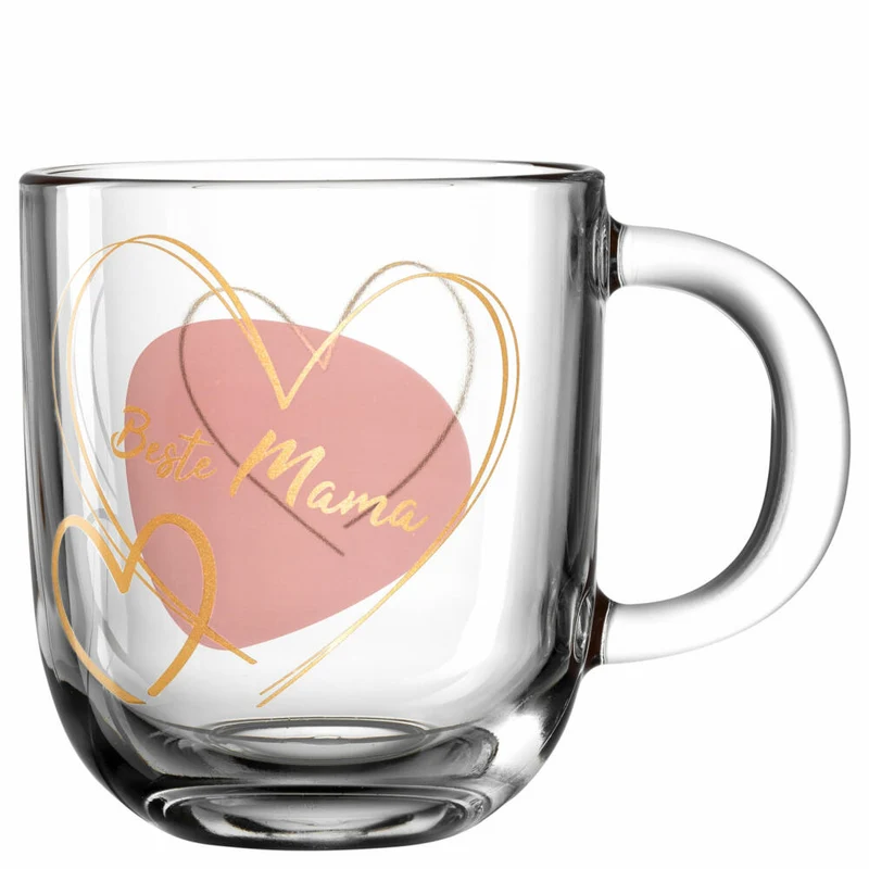 Leonardo Tasse Emozione Beste Mama, Henkelbecher, Kalk-Natron-Glas, Apricot, 400 ml, 033228