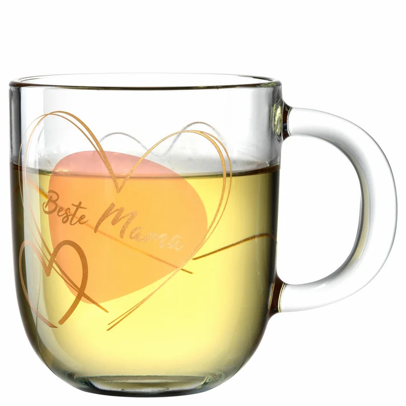 Leonardo Tasse Emozione Beste Mama, Henkelbecher, Kalk-Natron-Glas, Apricot, 400 ml, 033228
