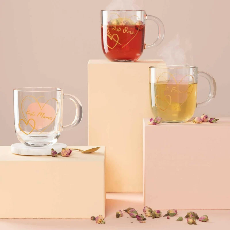Leonardo Tasse Emozione Beste Freundin, Henkelbecher, Kalk-Natron-Glas, Rose, 400 ml, 033230