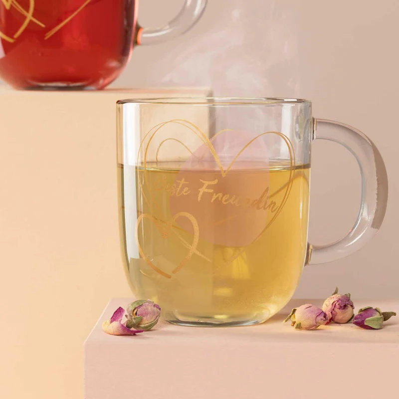 Leonardo Tasse Emozione Beste Freundin, Henkelbecher, Kalk-Natron-Glas, Rose, 400 ml, 033230
