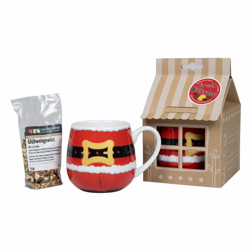 Könitz Becher-Geschenkset Santa Claus mit Glühweingewürz, Tasse, Porzellan, Rot, 400 ml, 11 5 000 2416