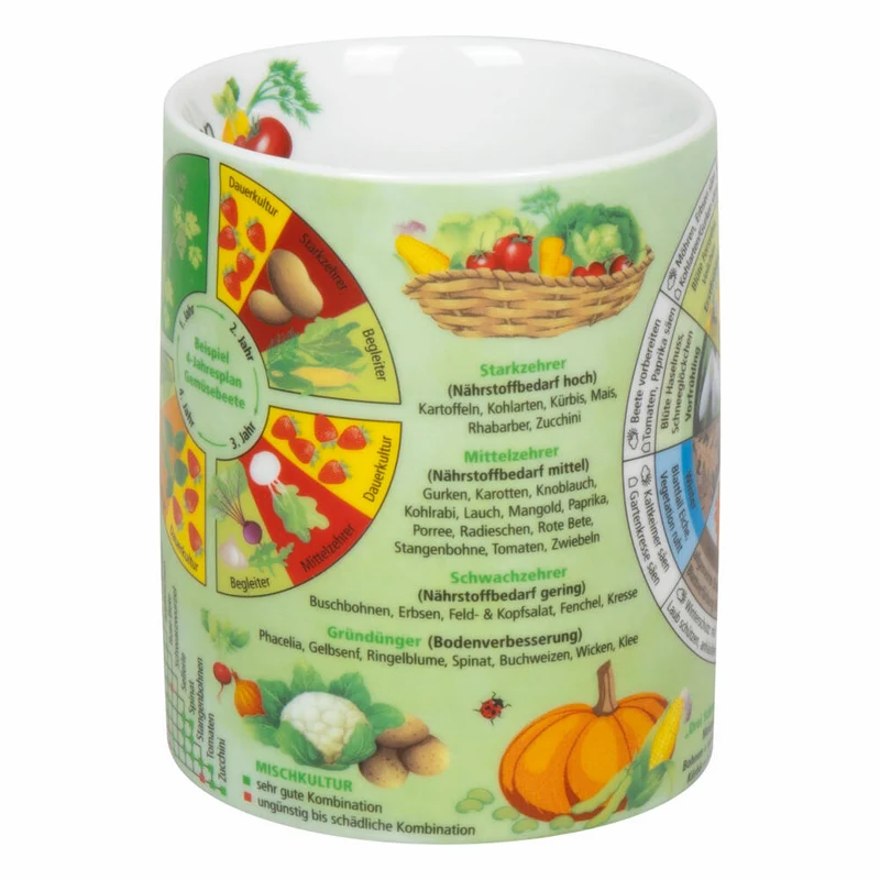 Könitz Becher Wissensbecher Gemüsegarten mit Samentüte in Geschenkbox, Tasse, Porzellan, Bunt, 460 ml, 11 5 000 2795