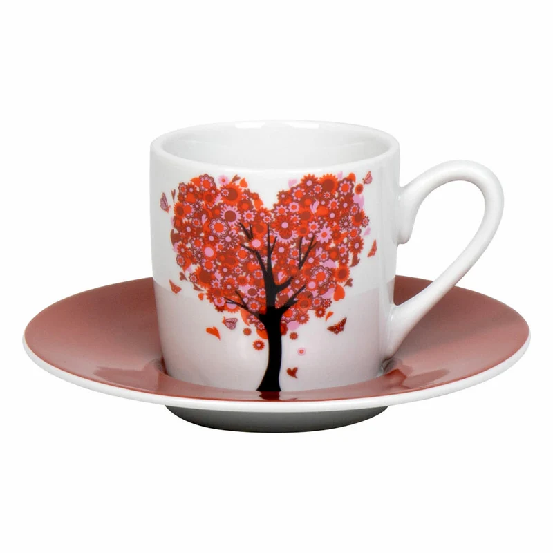 Könitz Espressotasse Love Grows mit Untertasse, Becher, Porzellan, Rot, 85 ml, 11 5 053 2739