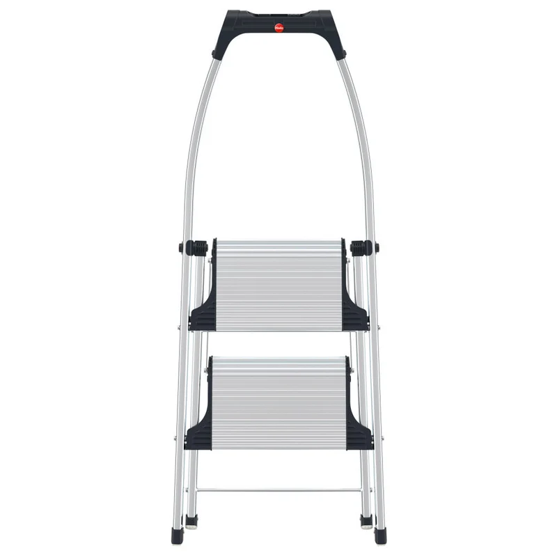 Hailo Trittleiter K100 TopLine, Haushaltsleiter, Aluminium, Silberfarben, 2 Stufen, 4302-301