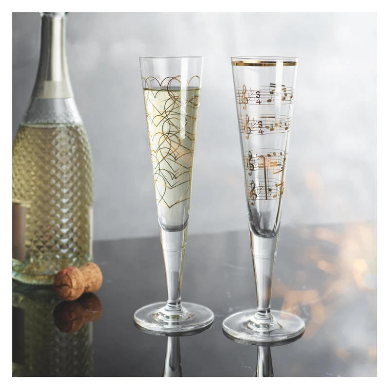 Ritzenhoff Champagnerglas 2er Set Goldnacht H23, Nathalie Jean, Rurik Mahlberg, Kristallglas, 205 ml, 6031006