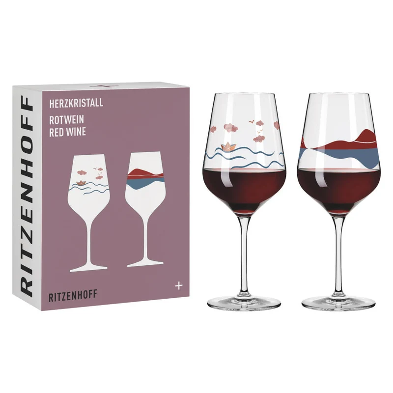 Ritzenhoff Rotweinglas 2er Set Herzkristall H23, Aurélie Girod, Applefield, Kristallglas, 570 ml, 6161001