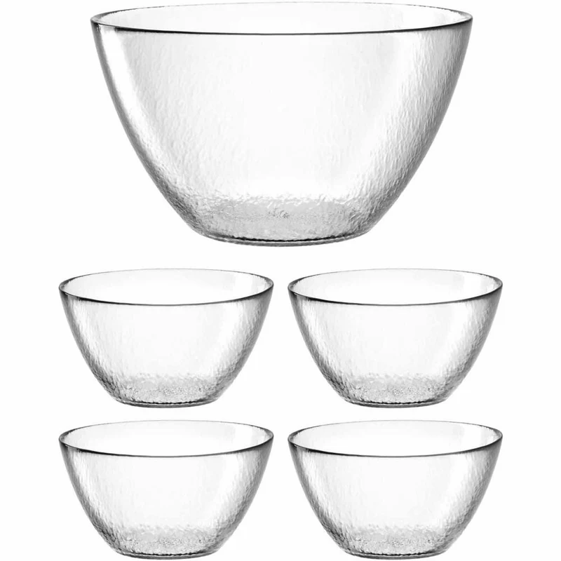 Leonardo Schalenset Attivo 5-tlg., Salatschale, 4 Schüsseln, Kalk-Natron-Glas, Klar, 025584