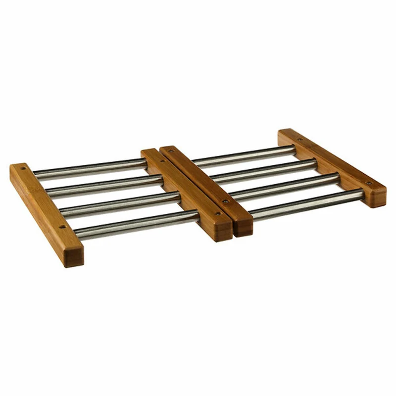 5five Simply Smart Ausziehbarer Topfuntersetzer, Untersetzer, Bambus, Edelstahl, Grau, 35 x 22 cm, 100181A