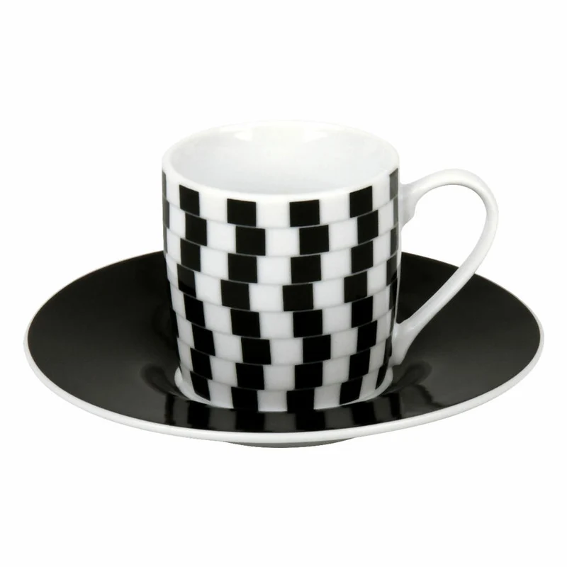 Könitz Espressotassen 4er Set Optical Illusions, Becher, Porzellan, Schwarz, Weiß, 85 ml, 11 5 053 2808