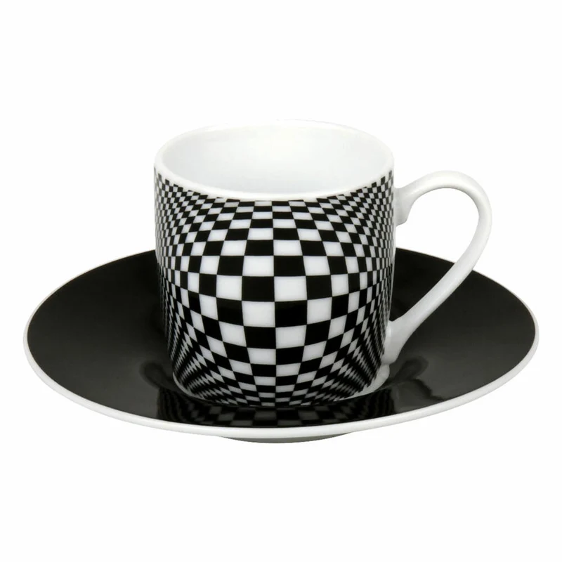 Könitz Espressotassen 4er Set Optical Illusions, Becher, Porzellan, Schwarz, Weiß, 85 ml, 11 5 053 2808