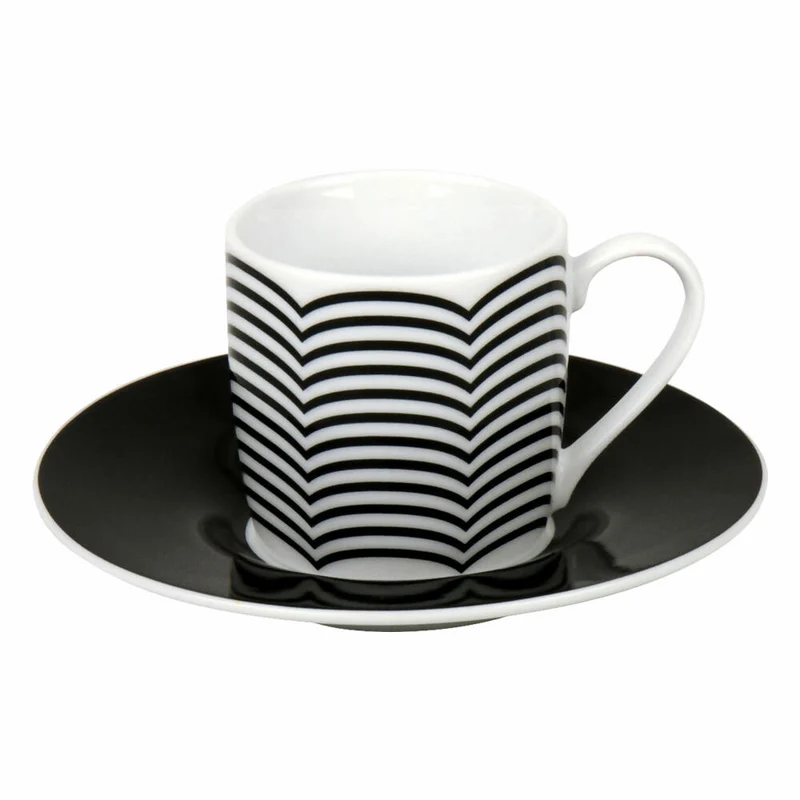Könitz Espressotassen 4er Set Optical Illusions, Becher, Porzellan, Schwarz, Weiß, 85 ml, 11 5 053 2808
