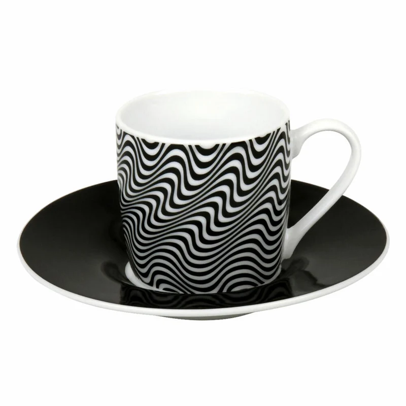 Könitz Espressotassen 4er Set Optical Illusions, Becher, Porzellan, Schwarz, Weiß, 85 ml, 11 5 053 2808