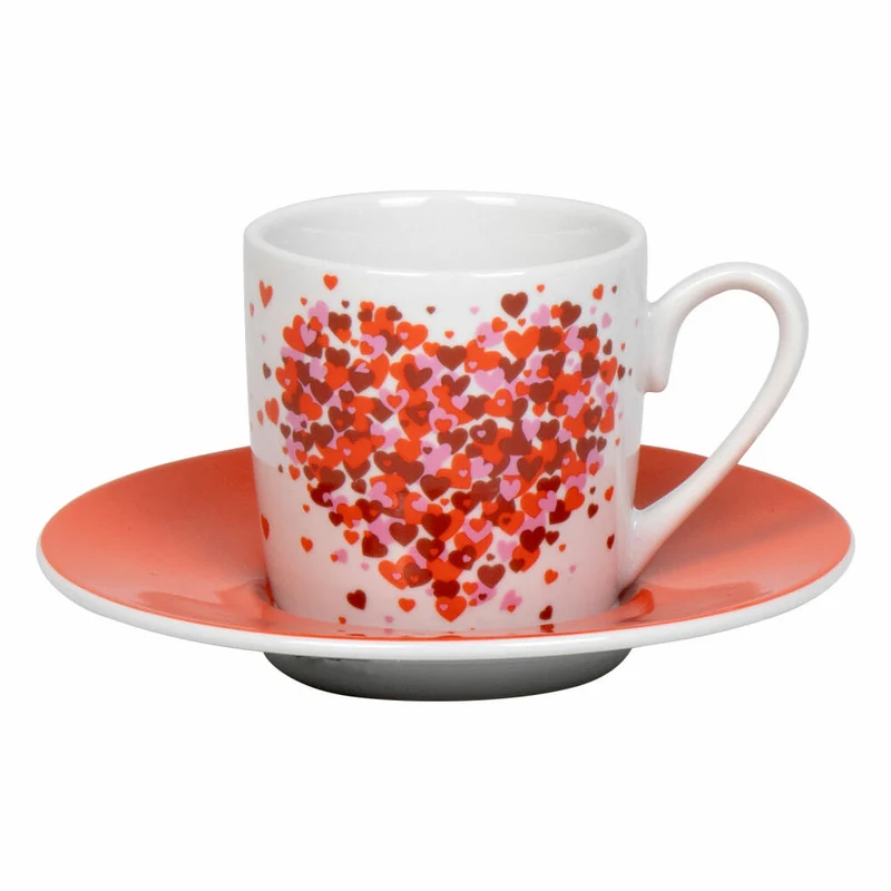 Könitz Espressotasse Love Explodes mit Untertasse, Becher, Porzellan, Rot, 85 ml, 11 5 053 2833