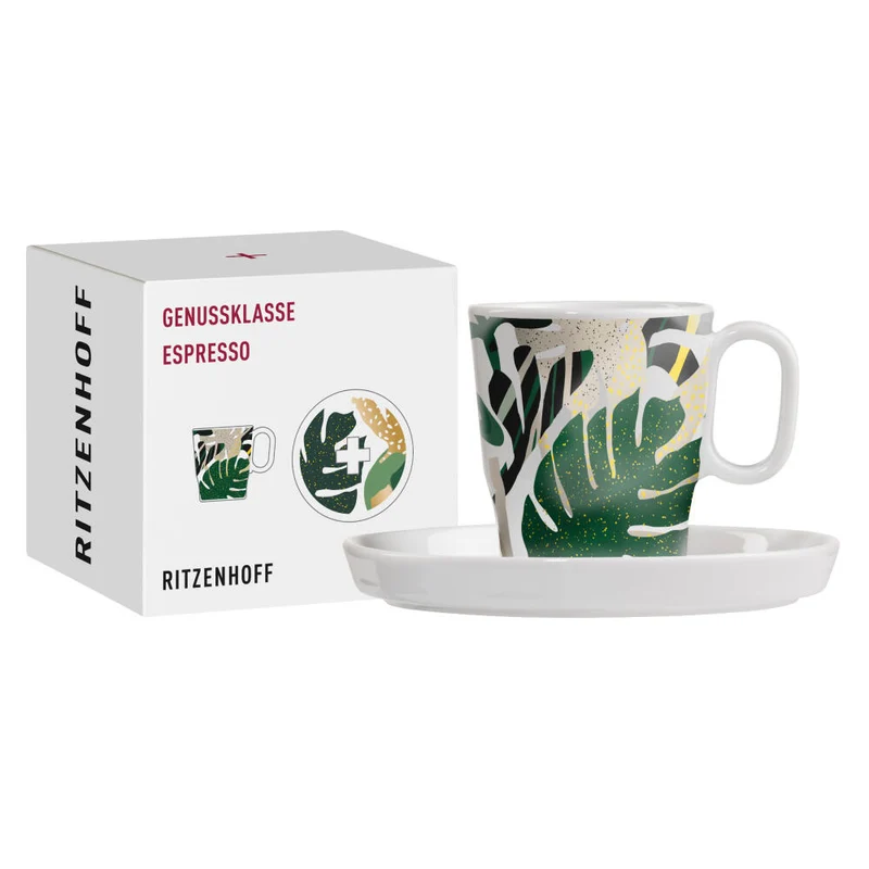 Ritzenhoff Espressotasse mit Untertasse Genussklasse 004, Ritzenhoff Design Team, Porzellan, 97 ml, 3721004