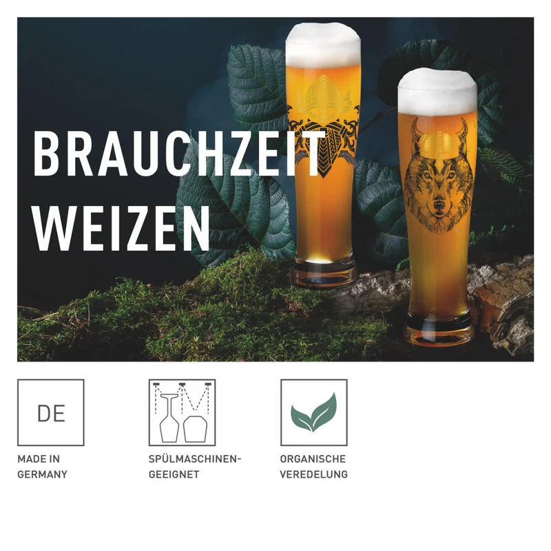 Ritzenhoff Weizenbierglas 2er Set Brauchzeit 015, 016, Ritzenhoff Design Team, Glas, 646 ml, 3481008