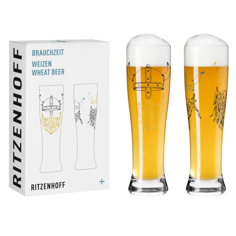 Ritzenhoff Weizenbierglas 2er Set Brauchzeit 017, 018, Ana Vasconcelos, Glas, 646 ml, 3481009
