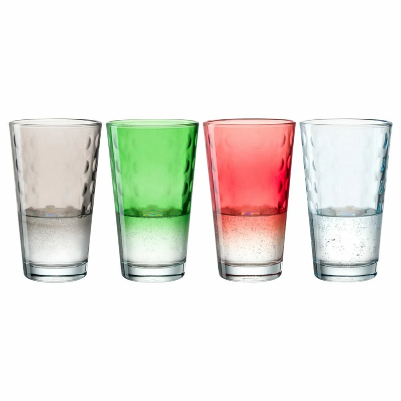 Leonardo Trinkgläser Set Optic 4-tlg., Trinkbecher, Kalk-Natron-Glas, Mehrfarbig, 540 ml, 023486