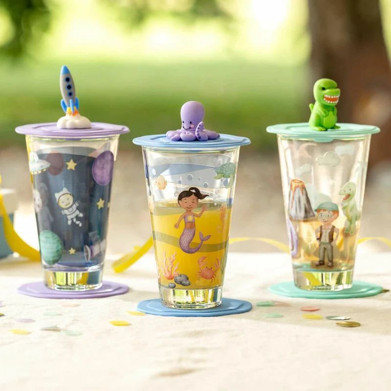 Leonardo Trinkset Bambini Avventura Weltall 3-tlg., Trinkbecher, Kalk-Natron-Glas, Mehrfarbig, 300 ml, 023673