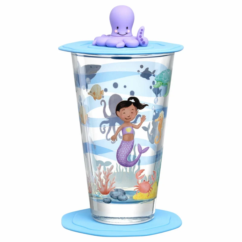Leonardo Trinkset Bambini Avventura Meer 3-tlg., Trinkbecher, Kalk-Natron-Glas, Mehrfarbig, 300 ml, 023675