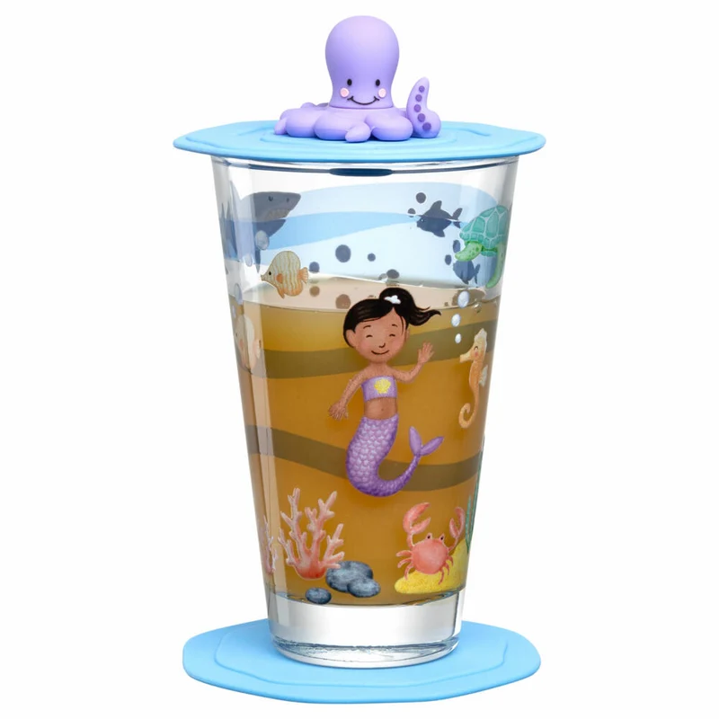 Leonardo Trinkset Bambini Avventura Meer 3-tlg., Trinkbecher, Kalk-Natron-Glas, Mehrfarbig, 300 ml, 023675