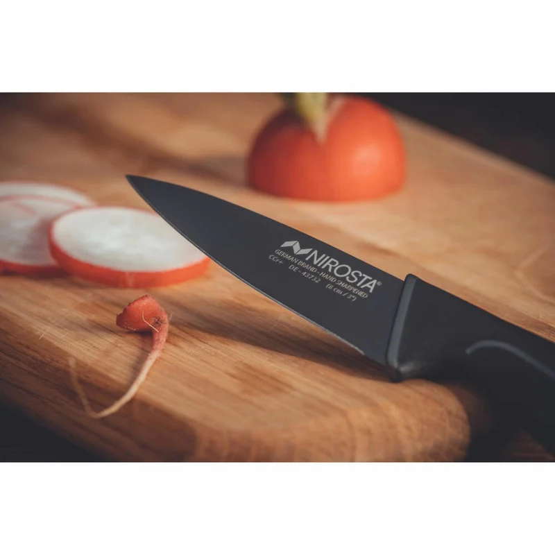 Nirosta Gemüsemesser Wave, Küchenmesser, Edelstahl, Kunststoff, Schwarz, 23 cm, 43732