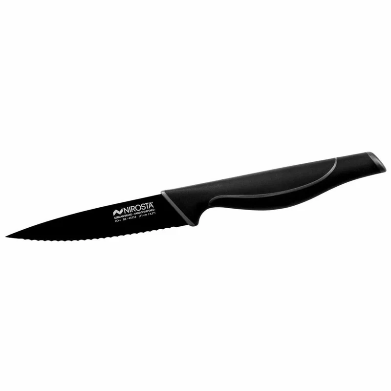 Nirosta Küchenmesser Wave gezahnt, Edelstahl, Kunststoff, Schwarz, 23 cm, 43733
