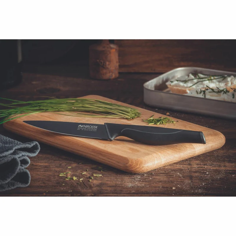 Nirosta Spickmesser Wave, Küchenmesser, Edelstahl, Kunststoff, Schwarz, 24 cm, 43734