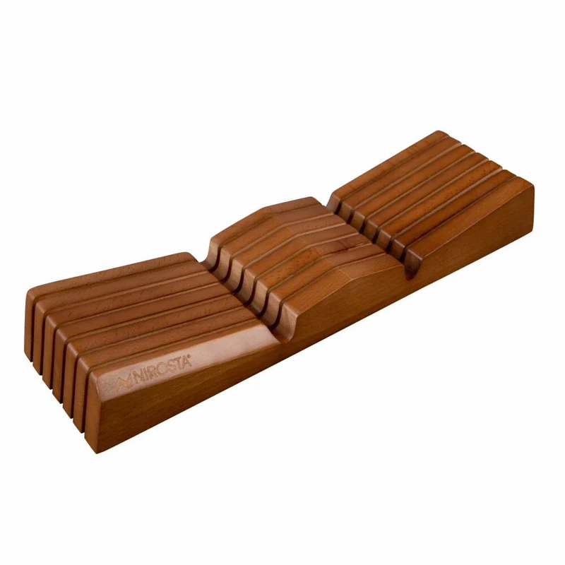 Nirosta Schubladeneinsatz Fair für 6 Messer, Messerablage, Buchenholz, Braun, 35 x 9.5 x 4.5 cm, 47999