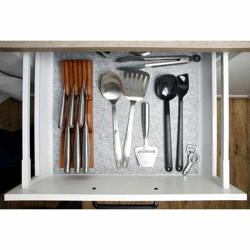 Nirosta Schubladeneinsatz Fair für 6 Messer, Messerablage, Buchenholz, Braun, 35 x 9.5 x 4.5 cm, 47999