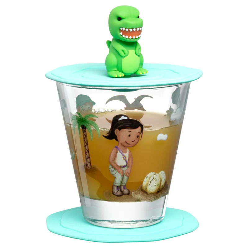 Leonardo Trinkset Bambini Avventura Dino 3-tlg., Trinkbecher, Kalk-Natron-Glas, Mehrfarbig, 215 ml, 023678
