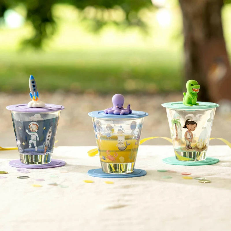 Leonardo Trinkset Bambini Avventura Dino 3-tlg., Trinkbecher, Kalk-Natron-Glas, Mehrfarbig, 215 ml, 023678