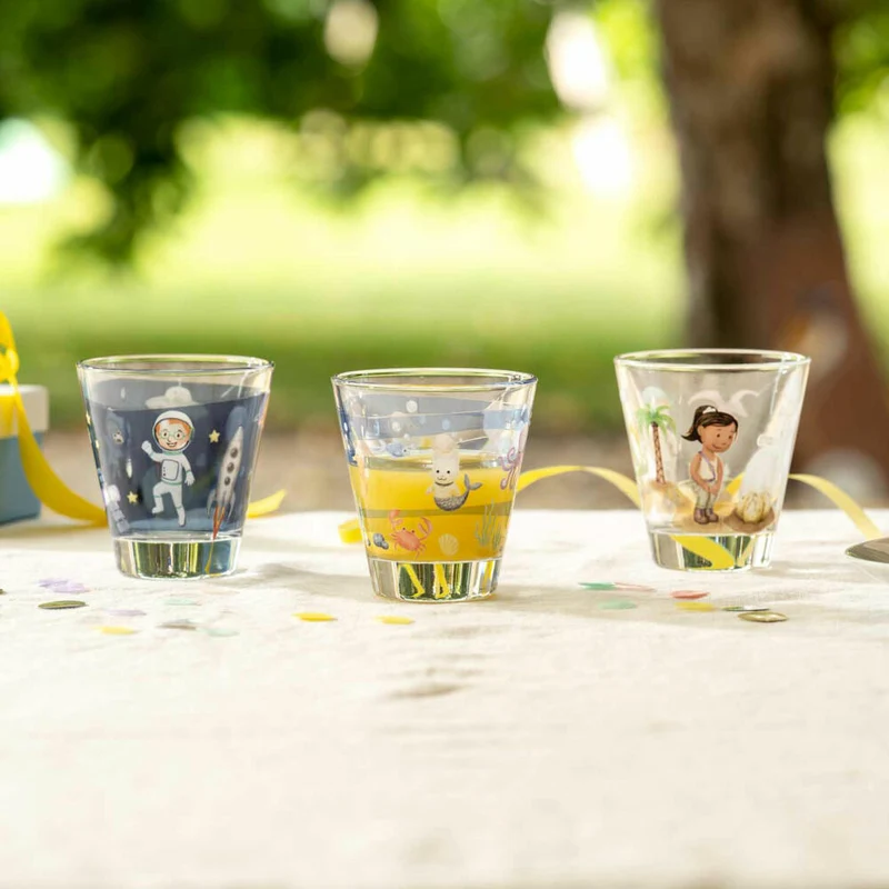 Leonardo Trinkgläser Set Bambini Avventura 6-tlg., Trinkbecher, Kalk-Natron-Glas, Mehrfarbig, 215 ml, 023680