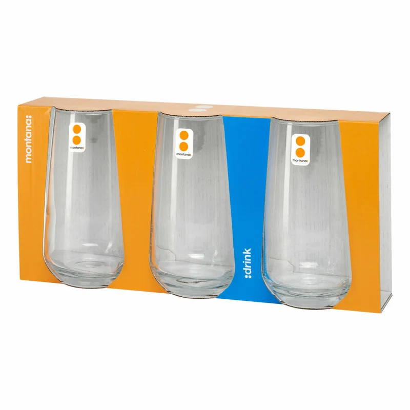 montana Trinkglas :drink 3er Set, Becher, Kalk-Natron-Glas, Klar, 470 ml, 046005