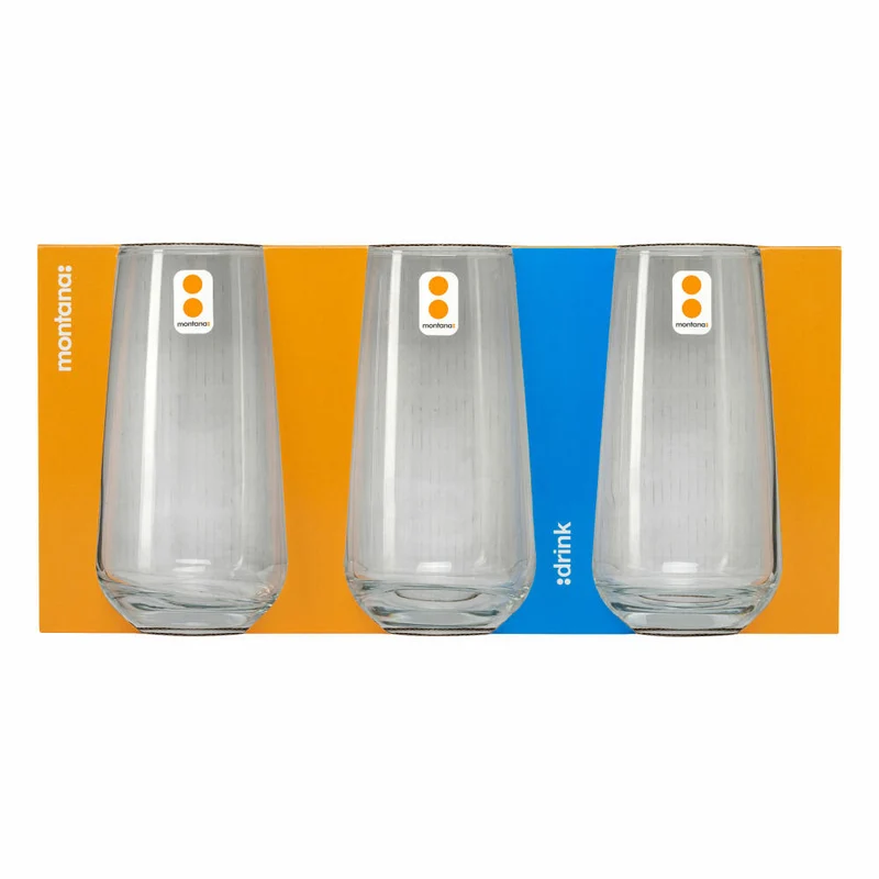 montana Trinkglas :drink 3er Set, Becher, Kalk-Natron-Glas, Klar, 470 ml, 046005