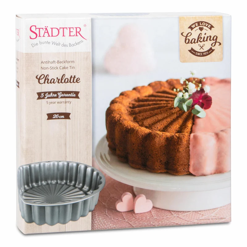 Städter Charlotte We-Love-Baking, Backform, Kuchenform, Metall, Silber, 26 cm, 661493