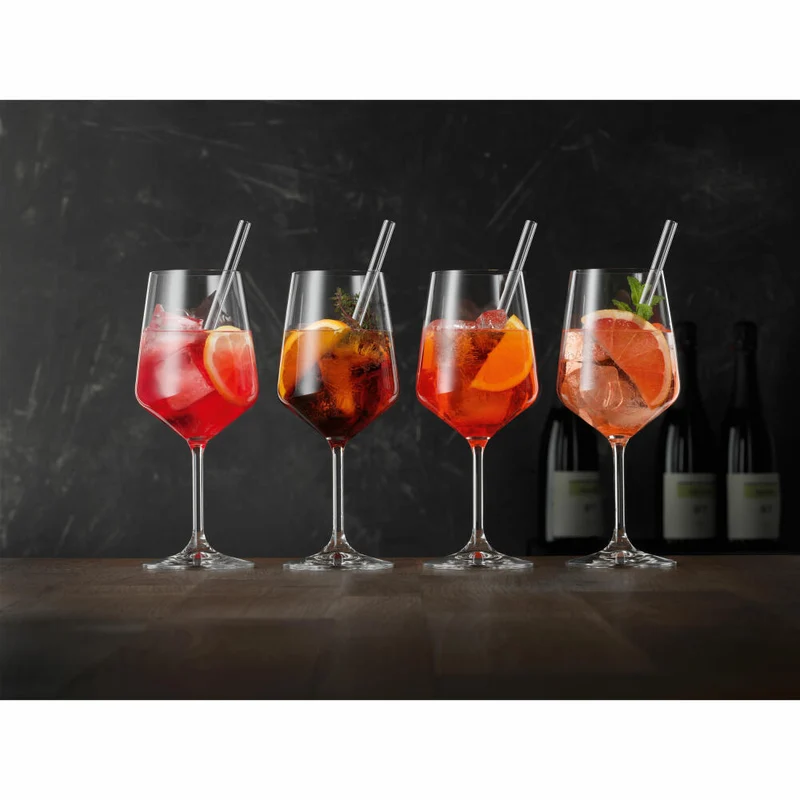 Nachtmann Cocktail-Spritz-Set 8-tlg., 4 Cocktailgläser + 4 Trinkhalme, Kristallglas, Klar, 105438