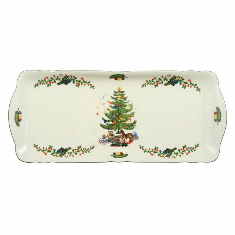Seltmann Weiden Marie-Luise Kuchenplatte Eckig, Servierplatte, Servierteller, Porzellan, Weihnachten, 34.6 x 14.9 cm, 001.295277