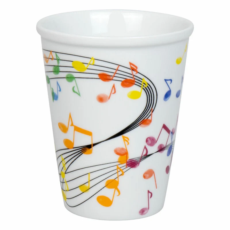 Könitz To Go Mug Flying Notes mit Deckel, Becher, Porzellan, Bunt, 380 ml, 11 5 162 2300