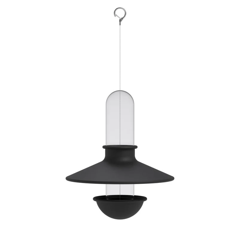 Eva Solo Vogelfutterautomat De luxe, Borosilikatglas, Edelstahl, Silikon, Stahl, Black, 571012