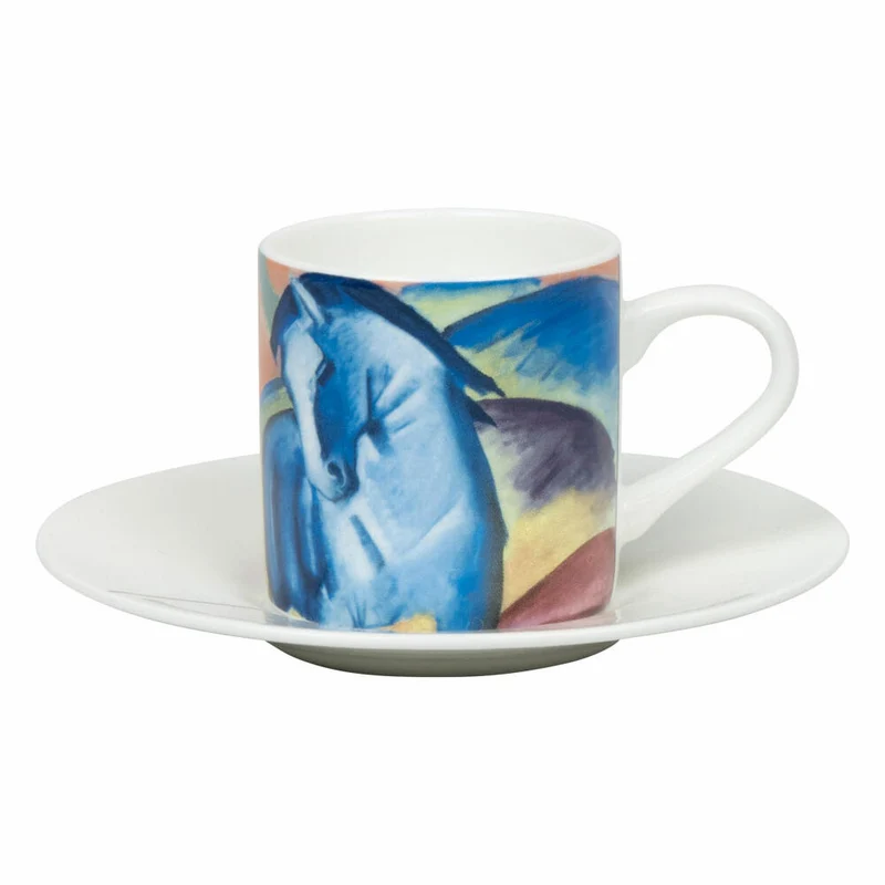 Könitz Espressotasse Blaues Pferd I - Franz Marc mit Untertasse, Becher, Bone China, Bunt, 95 ml, 11 5 304 2718