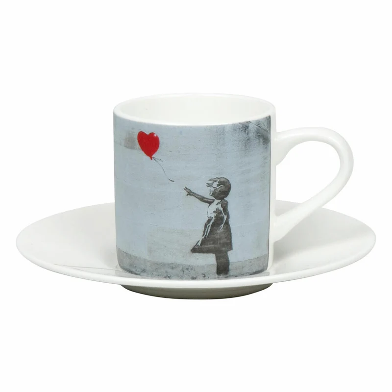 Könitz Espressotasse Girl with Balloon - Banksy mit Untertasse, Becher, Bone China, Bunt, 95 ml, 11 5 304 2721