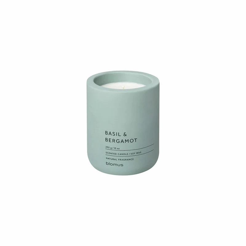Blomus Duftkerze Fraga, Raumduft, Beton, Pine Gray, Duft Basil & Bergamot, 66450