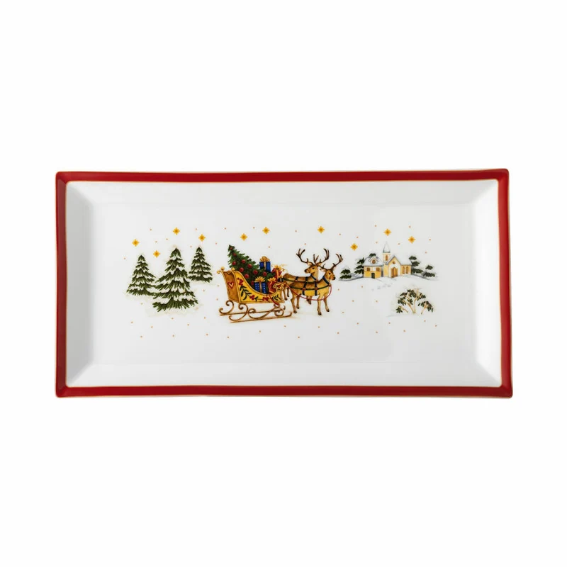 Hutschenreuther Platte eckig Happy Wintertime Red, Servierplatte, Porzellan, Mehrfarbig, 36 cm, 02488-727471-12936