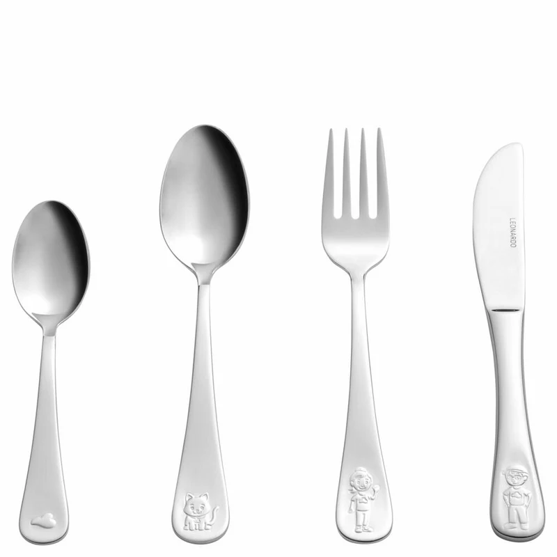 Leonardo Kinderbesteck Bambini Avventura 4-tlg., Edelstahl 18/10, Silberfarben, 070800