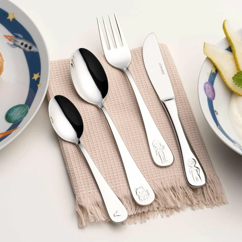 Leonardo Kinderbesteck Bambini Avventura 4-tlg., Edelstahl 18/10, Silberfarben, 070800