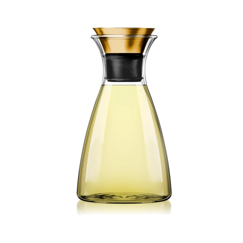 Eva Solo Tropffreie Karaffe, Borosilikatglas, PVD-beschichteter Edelstahl, Silikon, Brass, 1 L, 568060