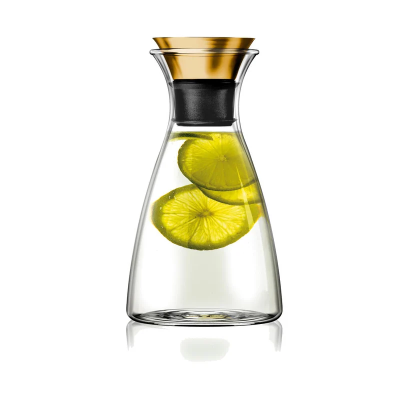 Eva Solo Tropffreie Karaffe, Borosilikatglas, PVD-beschichteter Edelstahl, Silikon, Brass, 1 L, 568060