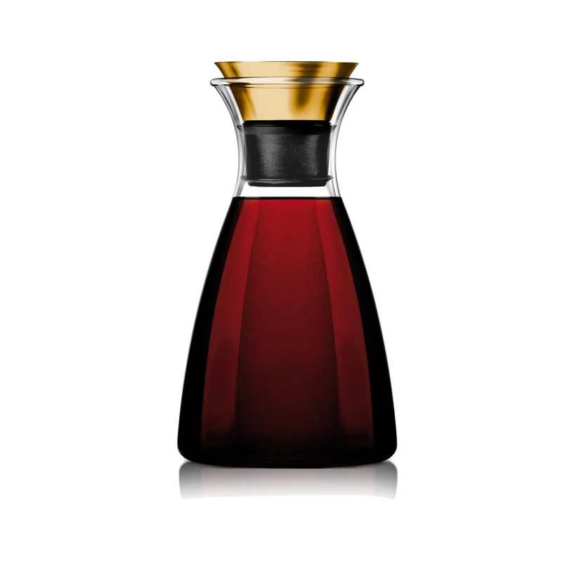 Eva Solo Tropffreie Karaffe, Borosilikatglas, PVD-beschichteter Edelstahl, Silikon, Brass, 1 L, 568060