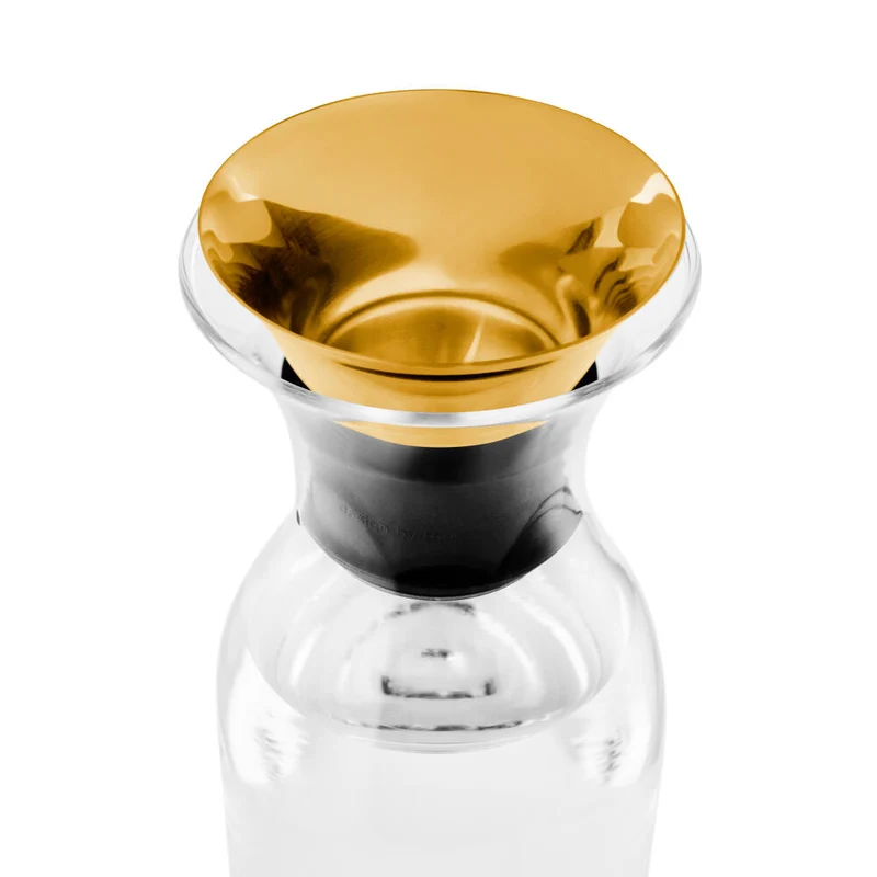 Eva Solo Tropffreie Karaffe, Borosilikatglas, PVD-beschichteter Edelstahl, Silikon, Brass, 1 L, 568060